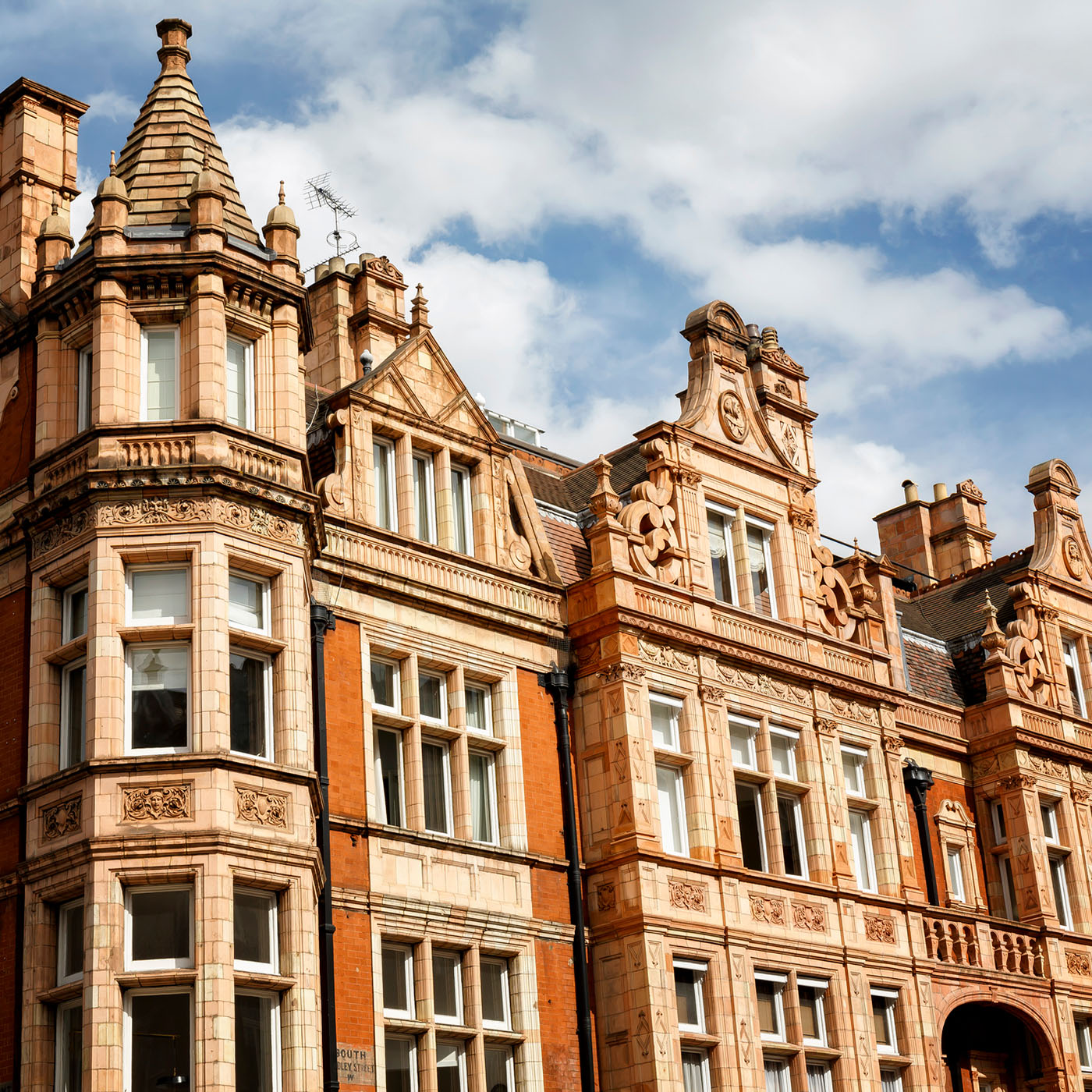 Traditional Edwardian townhouses in Mayfair London